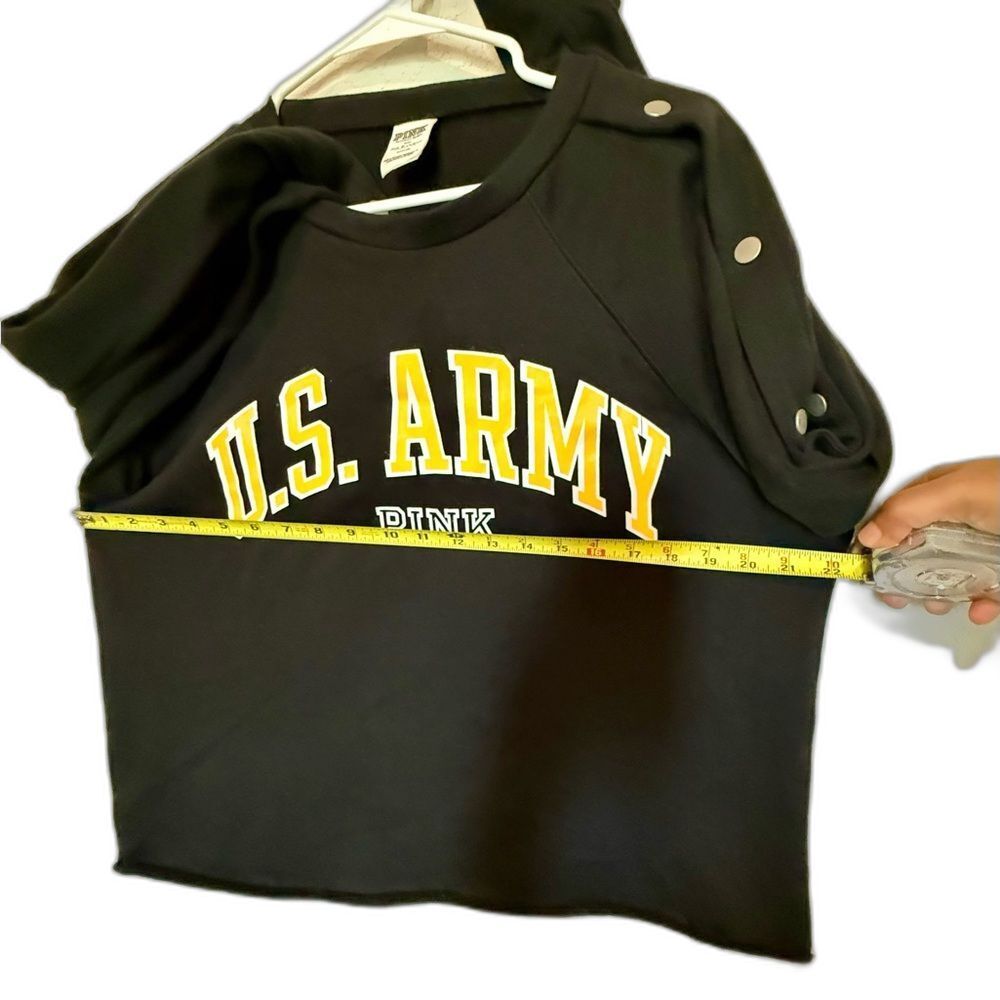 Vintage Womens Pink Black Crew Neck Sweatshirt Cropped  with Gold U.S. ARMY - Picture 5 of 7